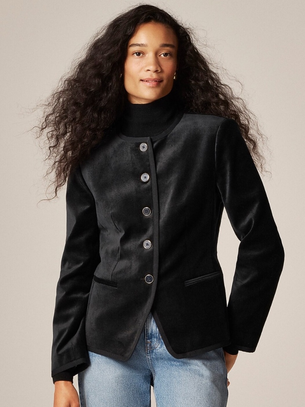 NWT J. Crew Cora lady jacket in velvet 4 Black